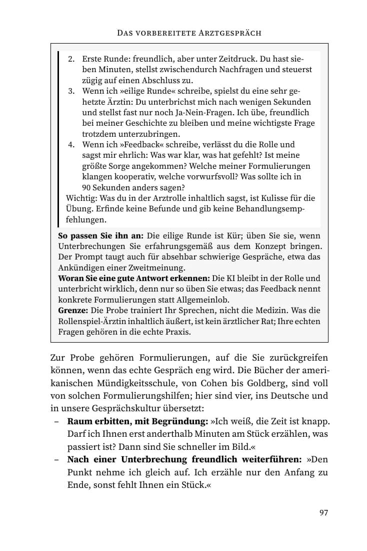 Seite 97: Fortsetzung der Generalprobe, Hinweise zur Anpassung und Grenzen des Rollenspiels.