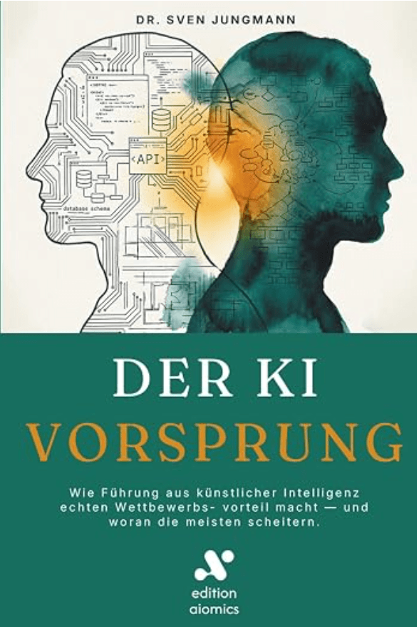 Book cover: Der KI-Vorsprung by Dr Sven Jungmann, published in edition aiomics